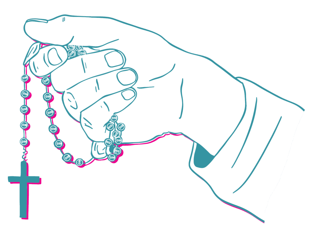 Non Stop, Non Flop c'est de prier le Chapelet Catholique avec les Mystères du Rosaire sur www.dmsacredesign.fr