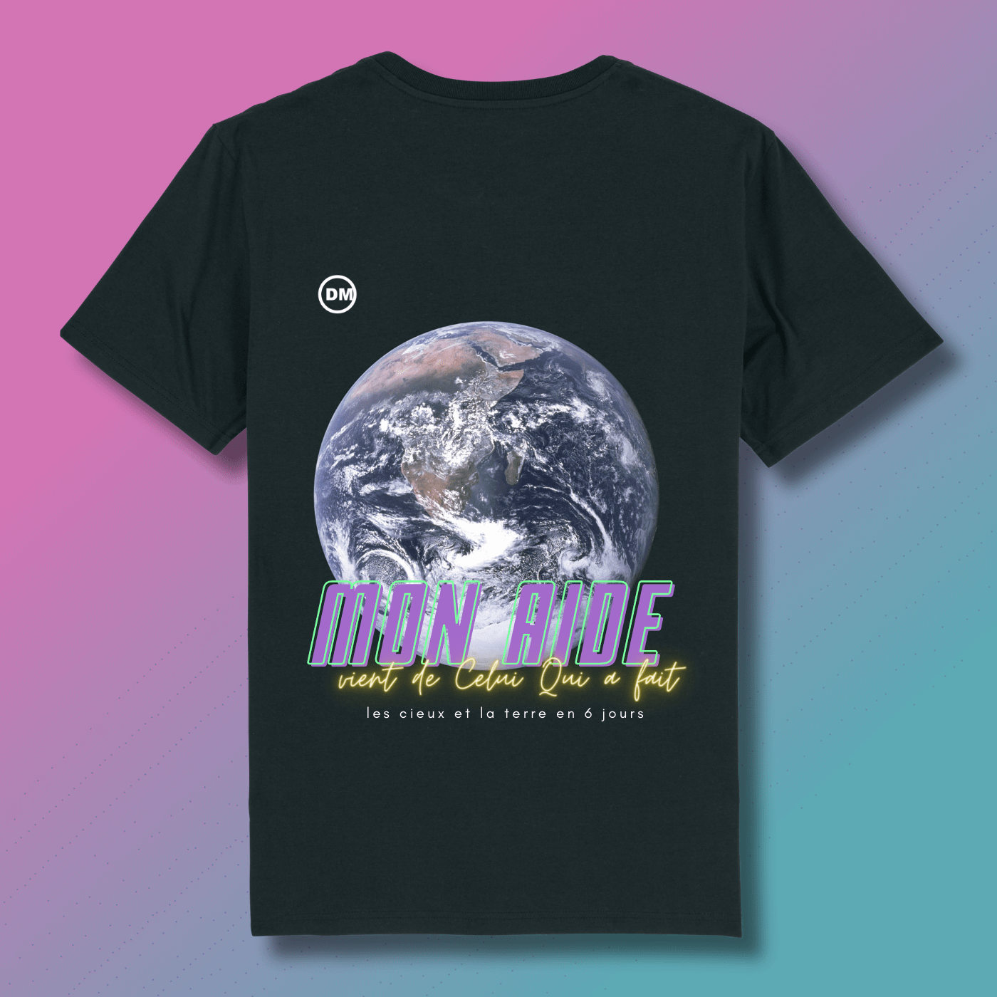 T-SHIRT CATHO DM, Mon Aide en couleur noir sur www.dmsacredesign.fr