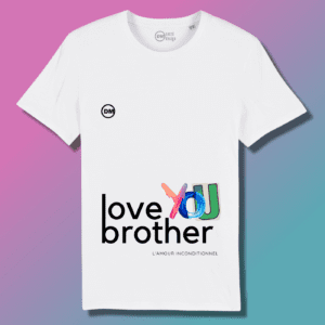 T-SHIRT CATHO DM, Love You Brother en couleur blanc sur www.dmsacredesign.fr