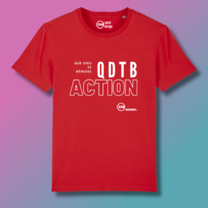 T-shirt DM CATHO QDTB en couleur rouge sur www.dmsacredesign.fr