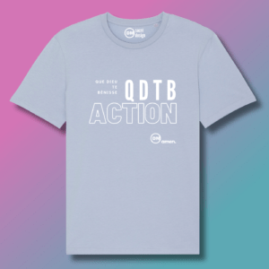 T-shirt DM CATHO QDTB en couleur bleue ciel sur www.dmsacredesign.fr